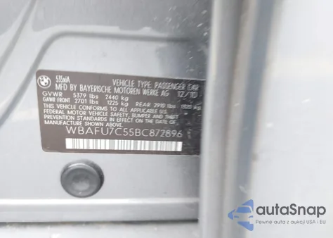 2011 BMW 535I xDrive из США, поврежденный, VIN WBAFU7C55BC872896